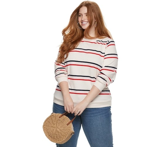 POPSUGAR Plus Size Striped Sweatshirt