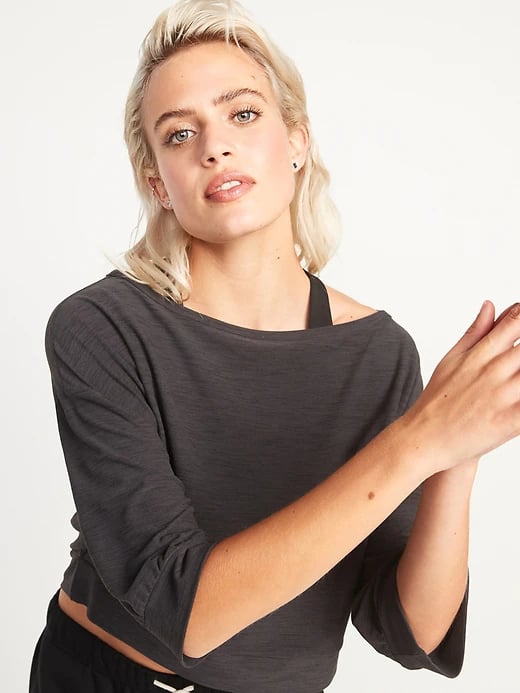 Old Navy Breathe ON Cropped Elbow-Sleeve Performance Top