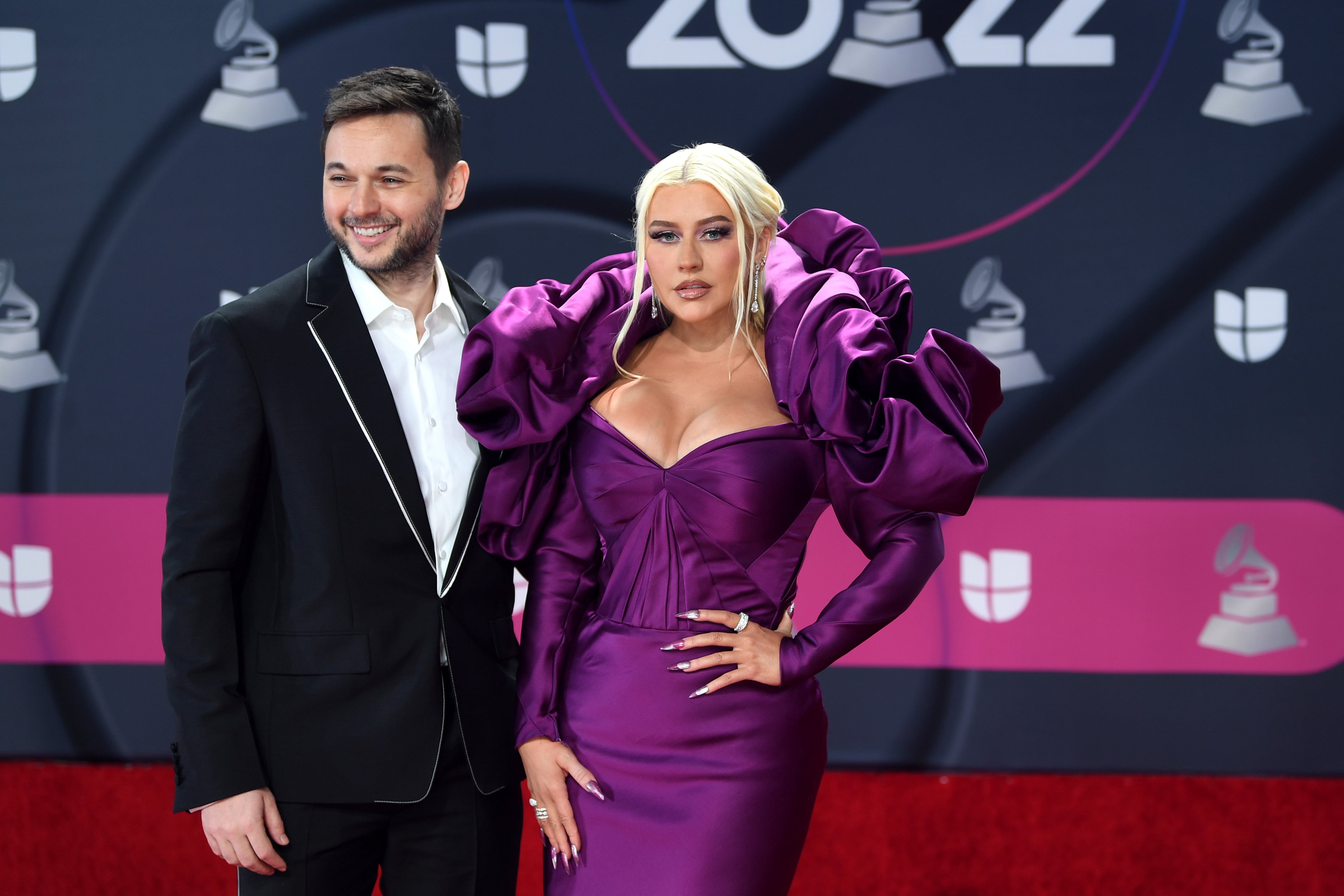 christina aguilera purple dress Christina Aguilera's Purple Latex Dress & Lace Gloves  Photos  Hollywood  Life