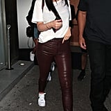 Style Your T-Shirt With: Leather Pants and Sneakers