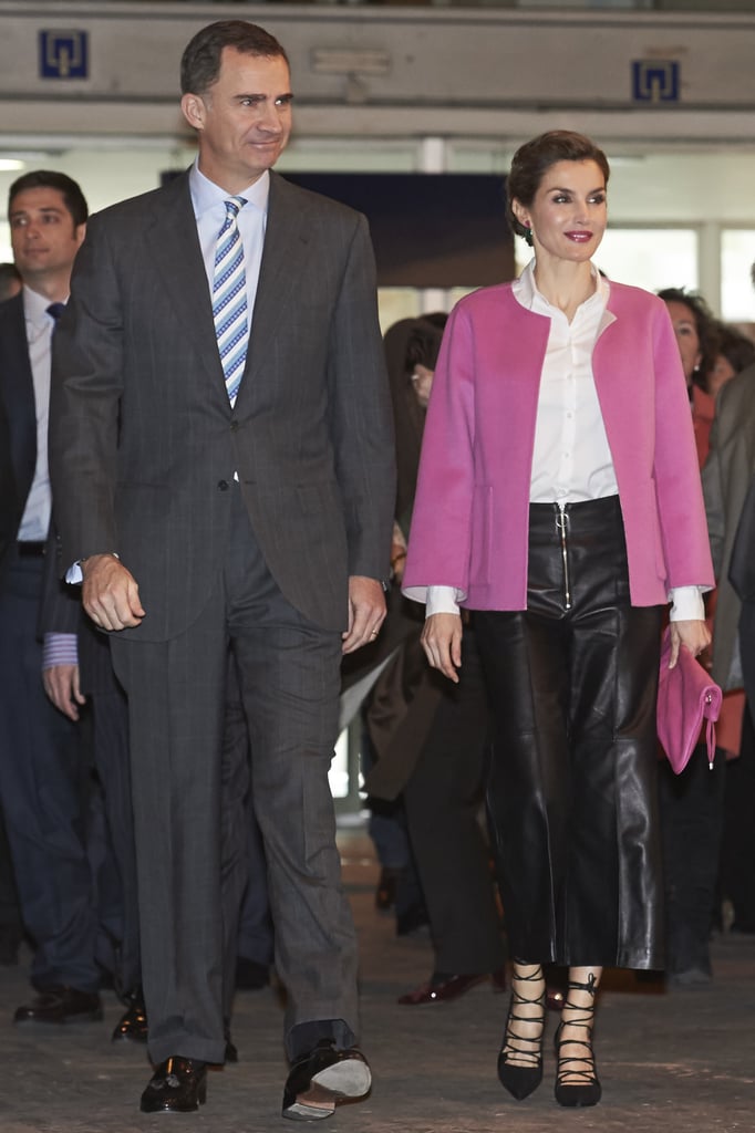 Queen Letizia Wears Leather Pants
