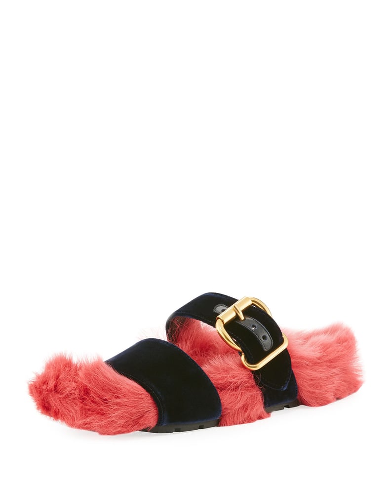 Prada Fur Velvet Slide Sandal