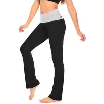 DEAR SPARKLE Fold-Over Waistband Yoga Pants Stretchy Unique Style
