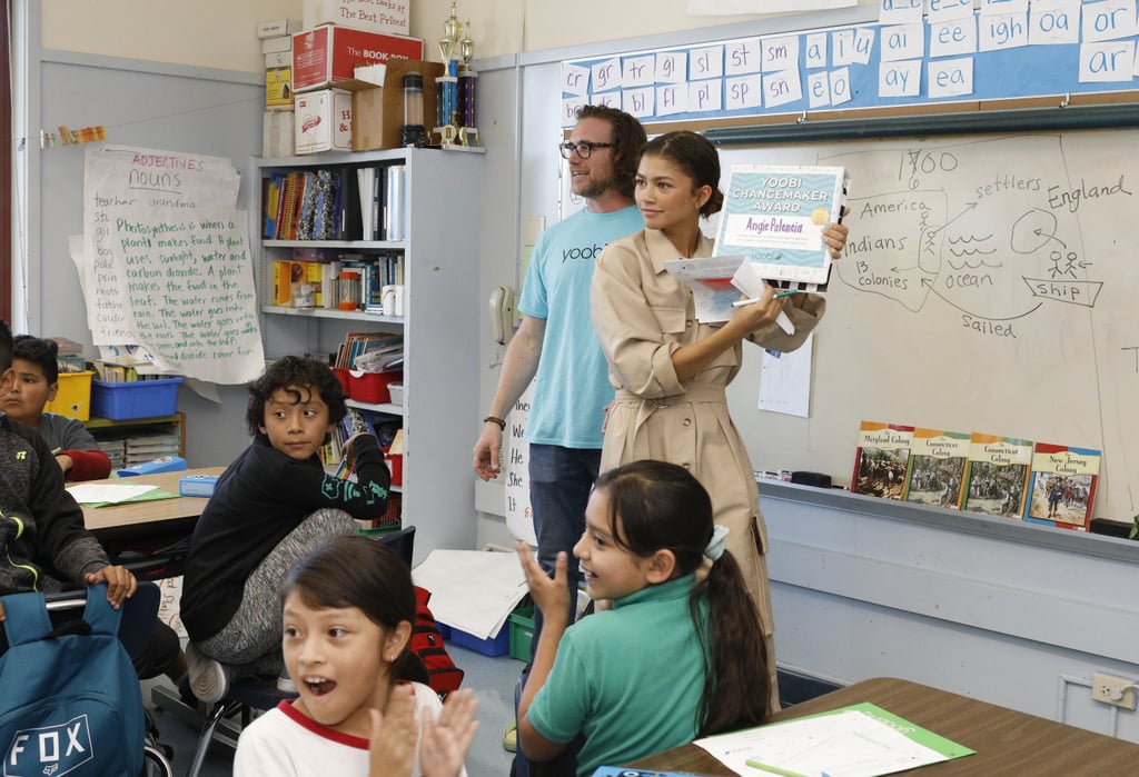 Zendaya Visits Global Family Elementary School in Oakland