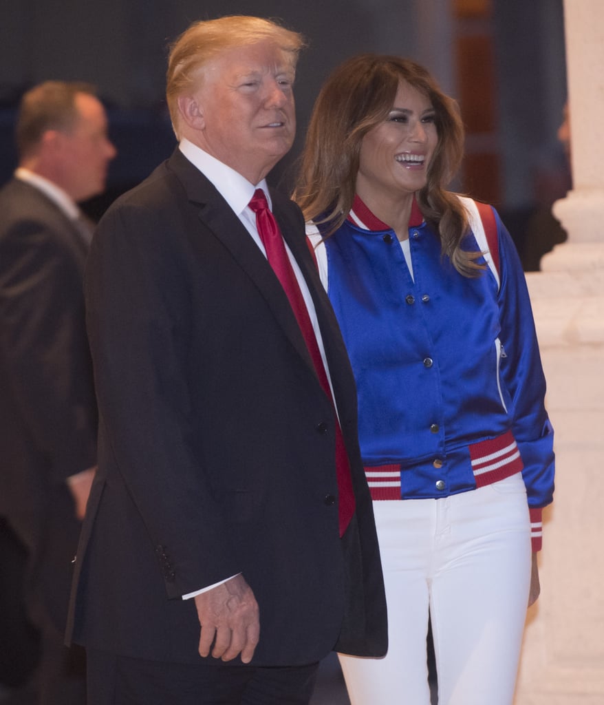 Melania Trump's Red White and Blue Jacket at Super Bowl 2018