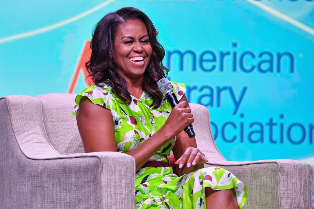Michelle Obama Green Printed Dress June 2018