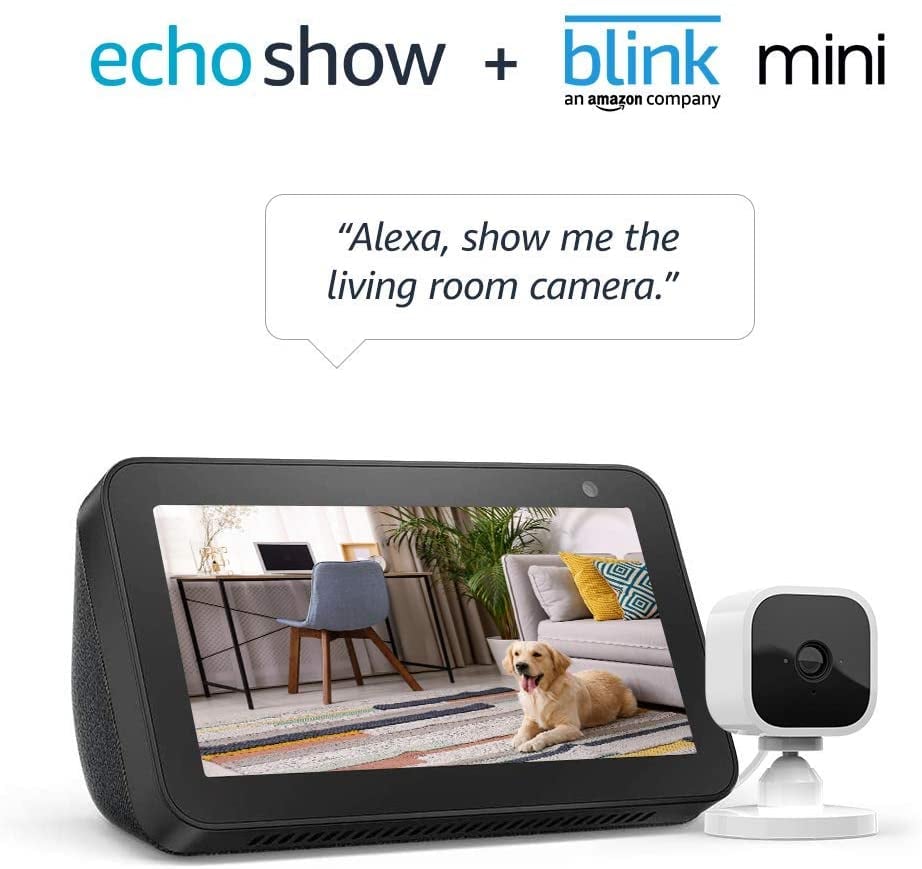 Echo Show 5 Charcoal With Blink Mini Indoor Smart Security Camera