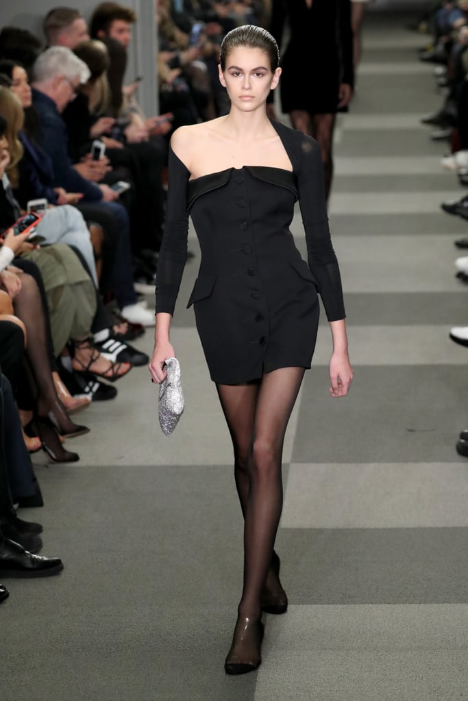 On Day 3, Kaia Opened the Alexander Wang Show in a Black, Tuxedo-Inspired Mini Dress