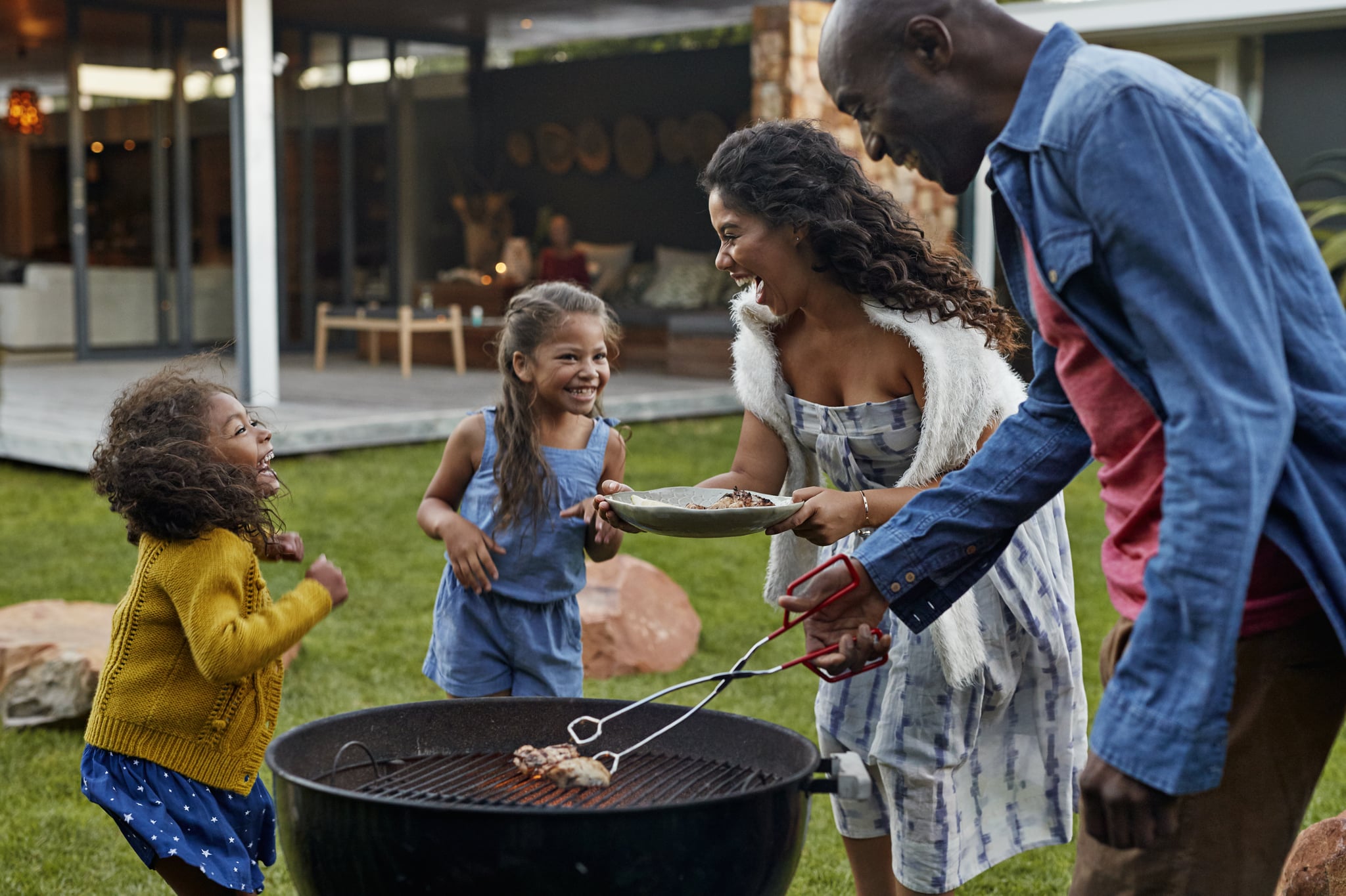 Family enjoying the weekend in their home