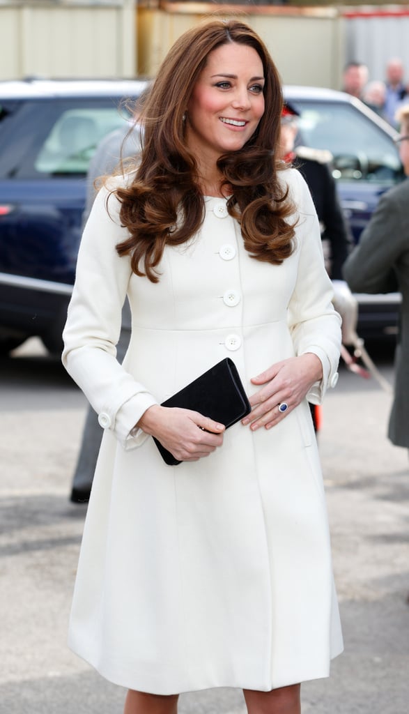 For a visit to the set of Downton Abbey, Kate chose a $102 coat from JoJo Maman Bebe.