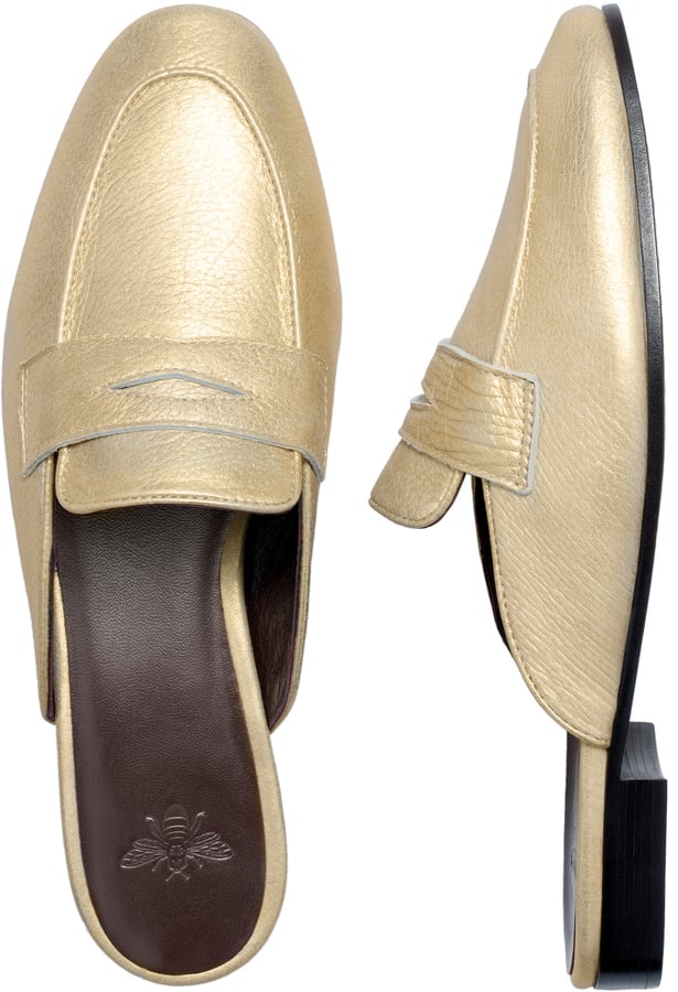 Bougeotte Gold Leather Slippers