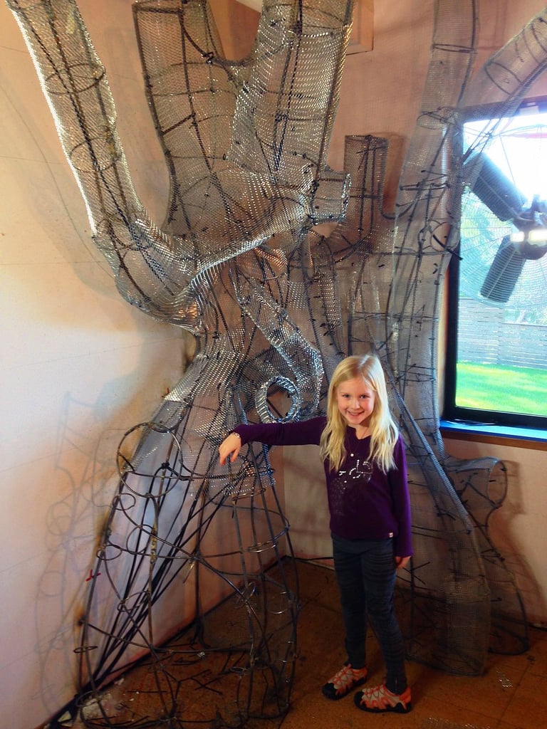 His daughter checked in on the progress from time to time!