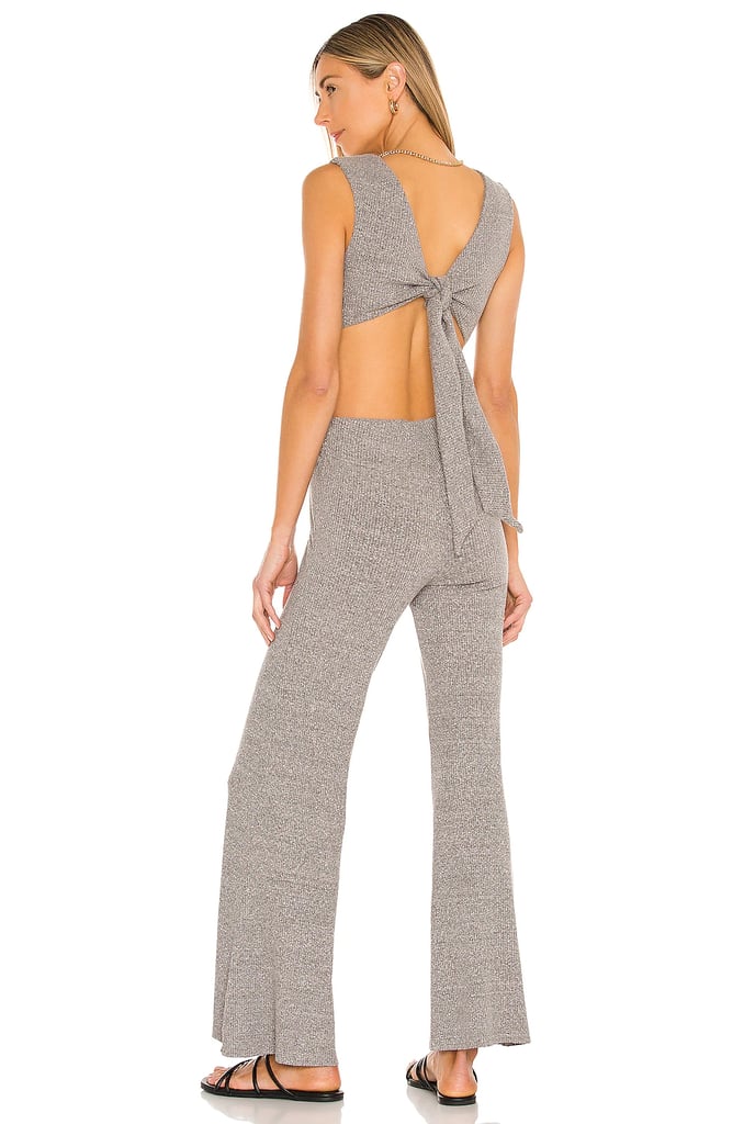 Enza Costa Stretch Mock Twist Sweater Knit Wrap Tie Jumpsuit