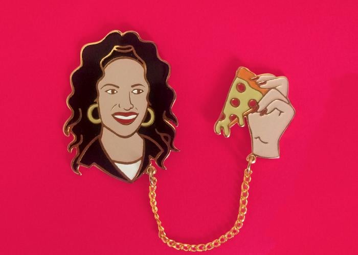 Selena Loves Pizza Pin