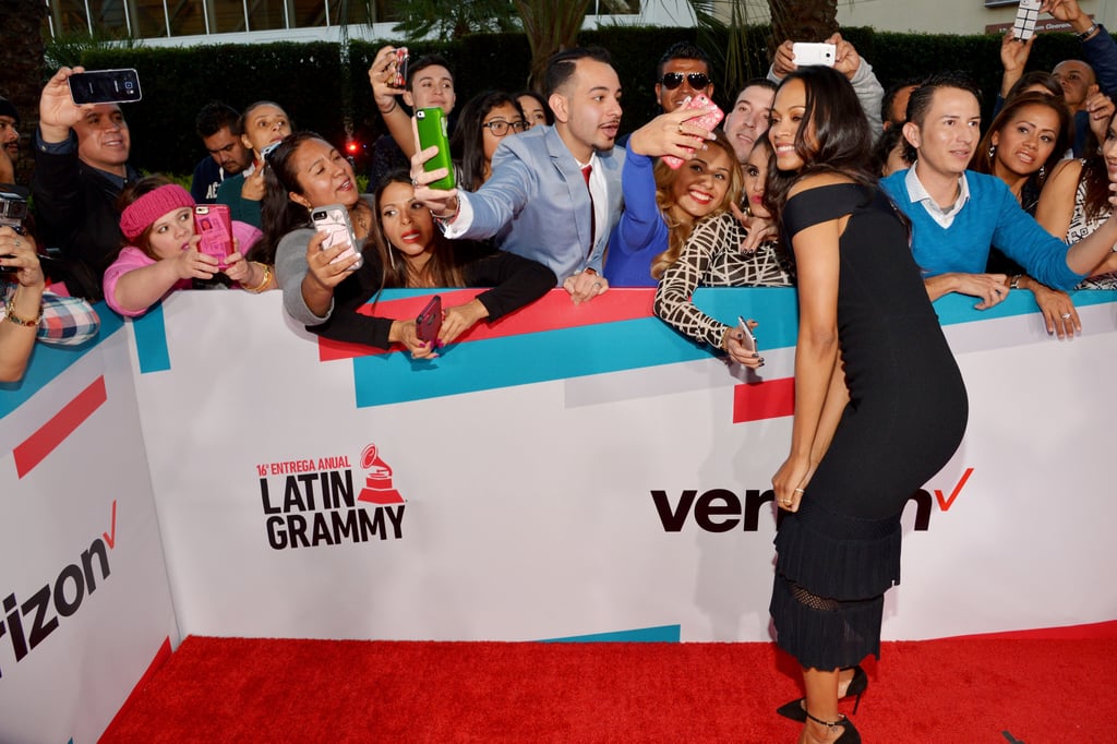 Zoe Saldana and Marco Perego at the 2015 Latin Grammys