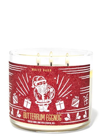 Bath Body Works Candle BUTTER RUM EGGNOG Scented 3-wick Jars x2 Wax Holiday 