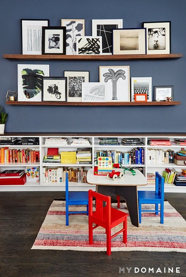 "We wanted to make sure everything was chic and comfortable, but still colorful and kid-friendly. The kids' stuff is definitely incorporated into all parts of the home," Rebecca explains of their home's stylish, yet unfussy style.