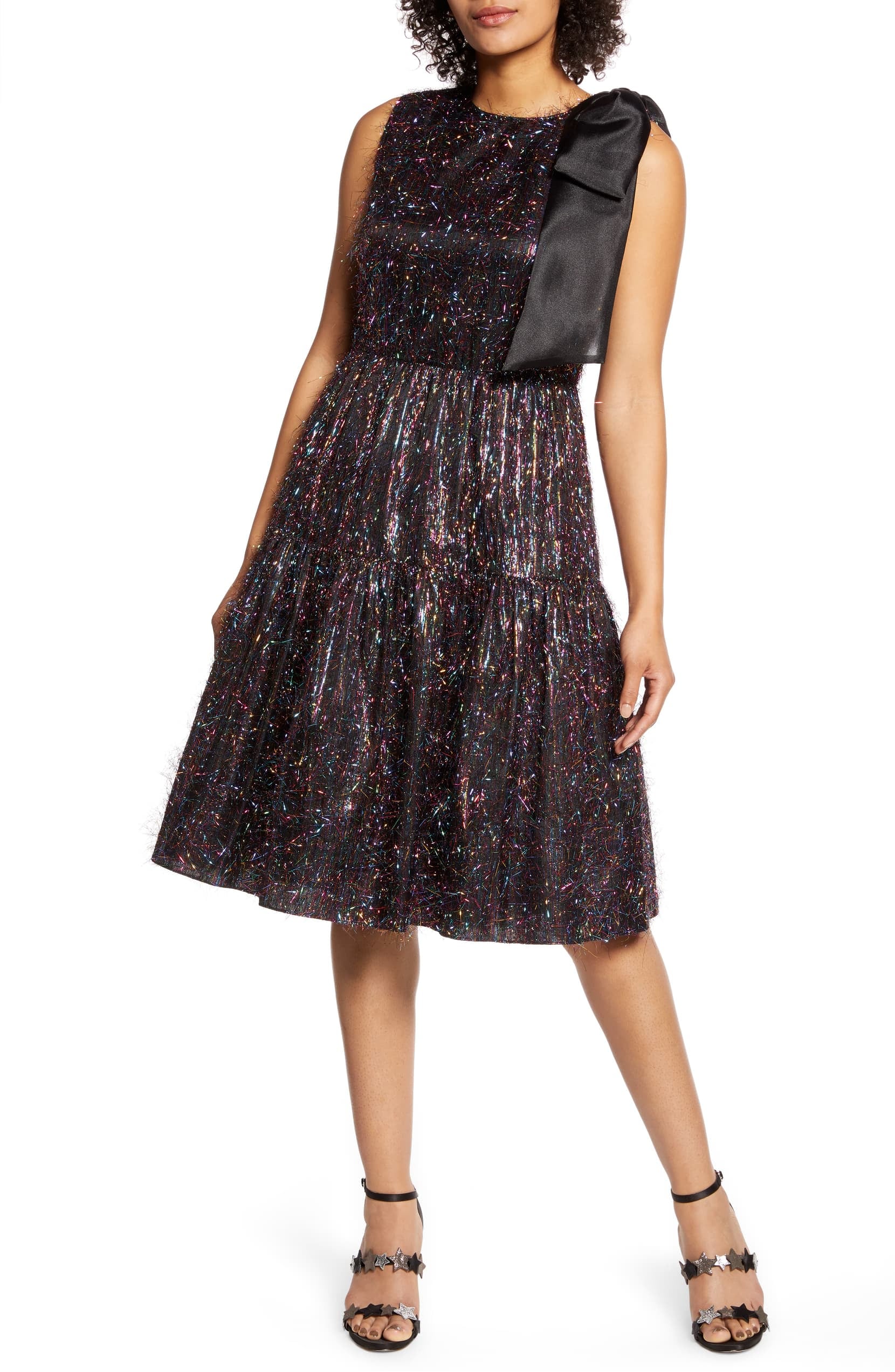 Halogen x Atlantic Pacific Bow Tinsel A Line Dress A Holiday