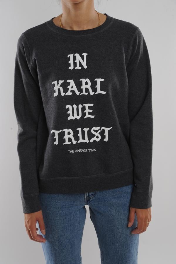 Maddie's Exact In Karl We Trust Sweatshirt From The Vintage Twin
