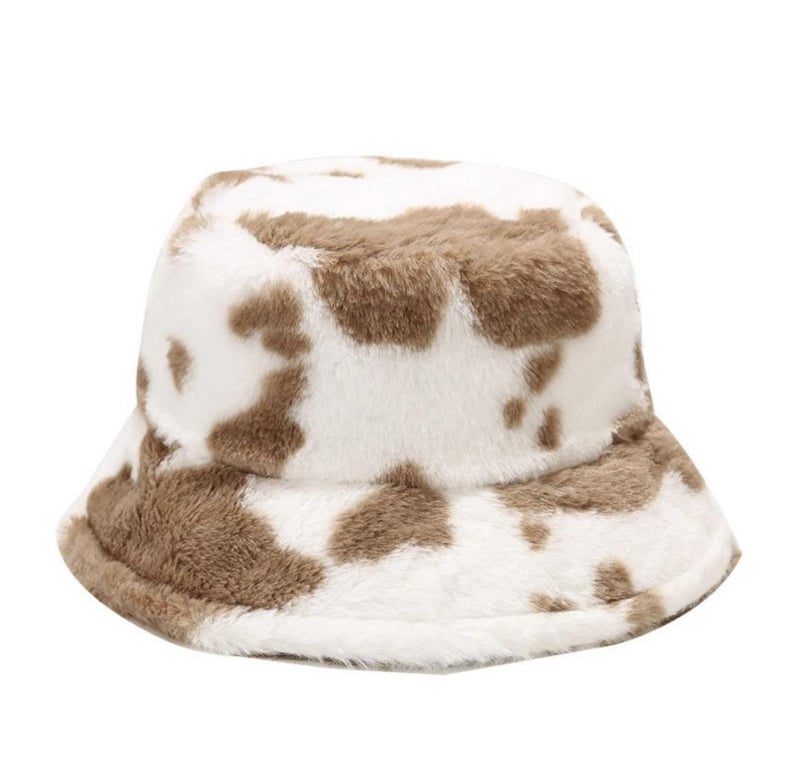 Fuzzy Cow Print Bucket Hat