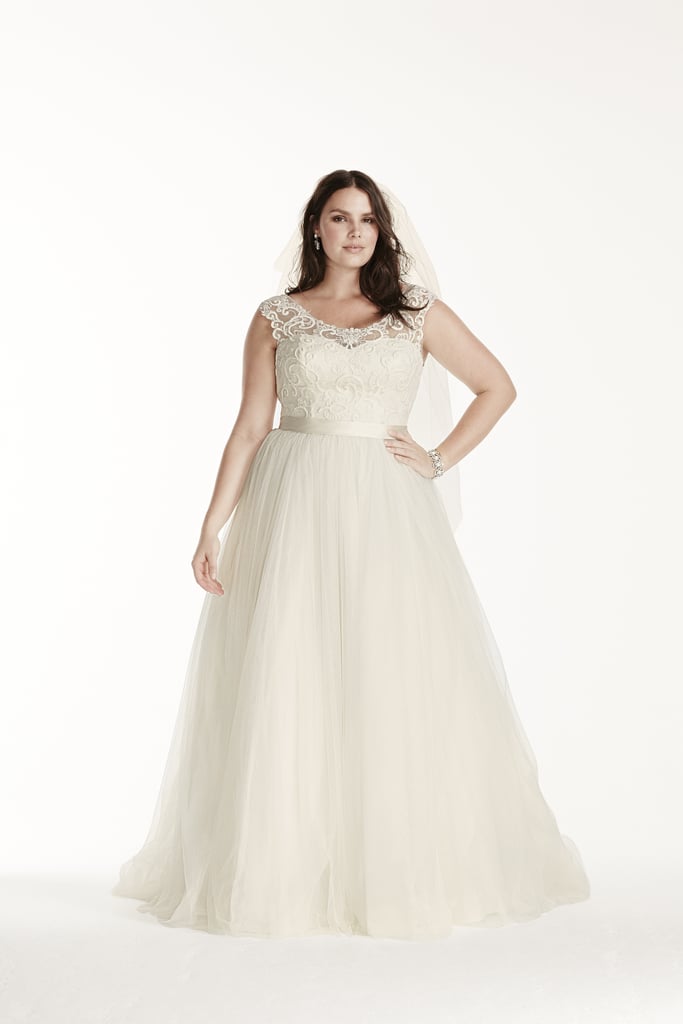 Tulle Dress With Lace Cap Sleeves ($749)