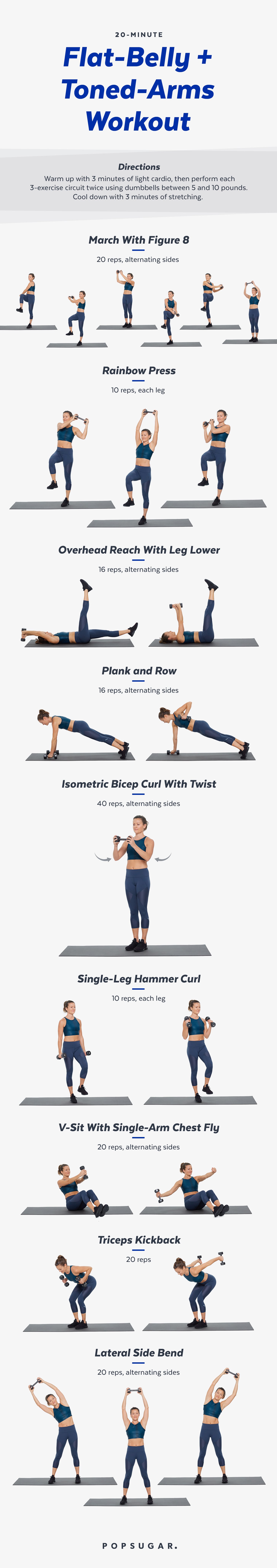 20 Minute Flat Abs Toned Arms Workout Popsugar Fitness