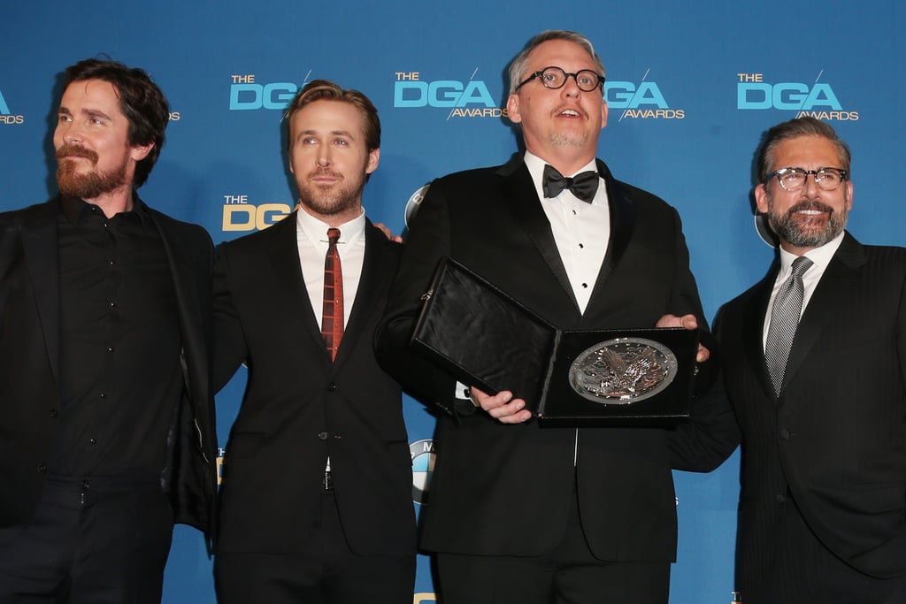 Pictured: Ryan Gosling, Christian Bale, Steve Carell, and Adam McKay