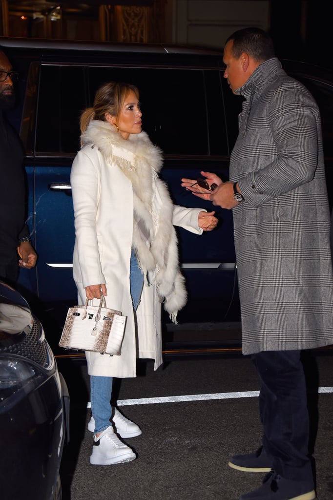 Jennifer Lopez's White Coat and Sneakers With Alex Rodriguez