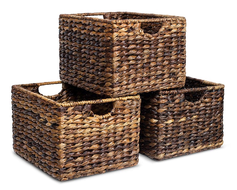 Living Room: Woven Storage Shelf Organizer Baskets With Handles