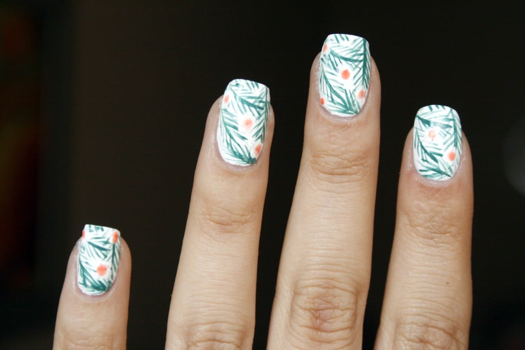 This tropical nail art DIY was inspired by a sweatshirt.
