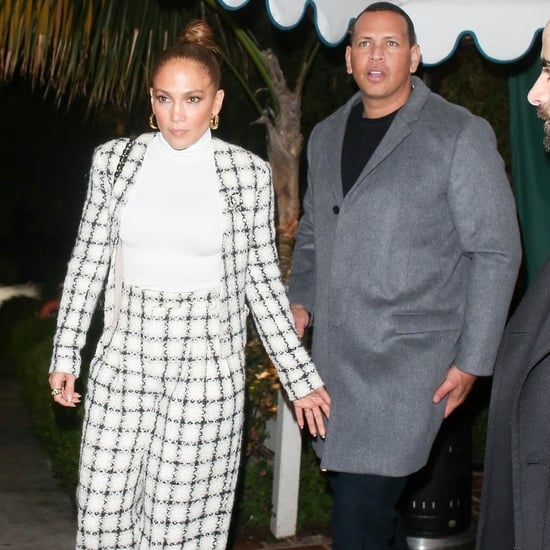 Jennifer Lopez's Black-and-White Tweed Suit With ARod