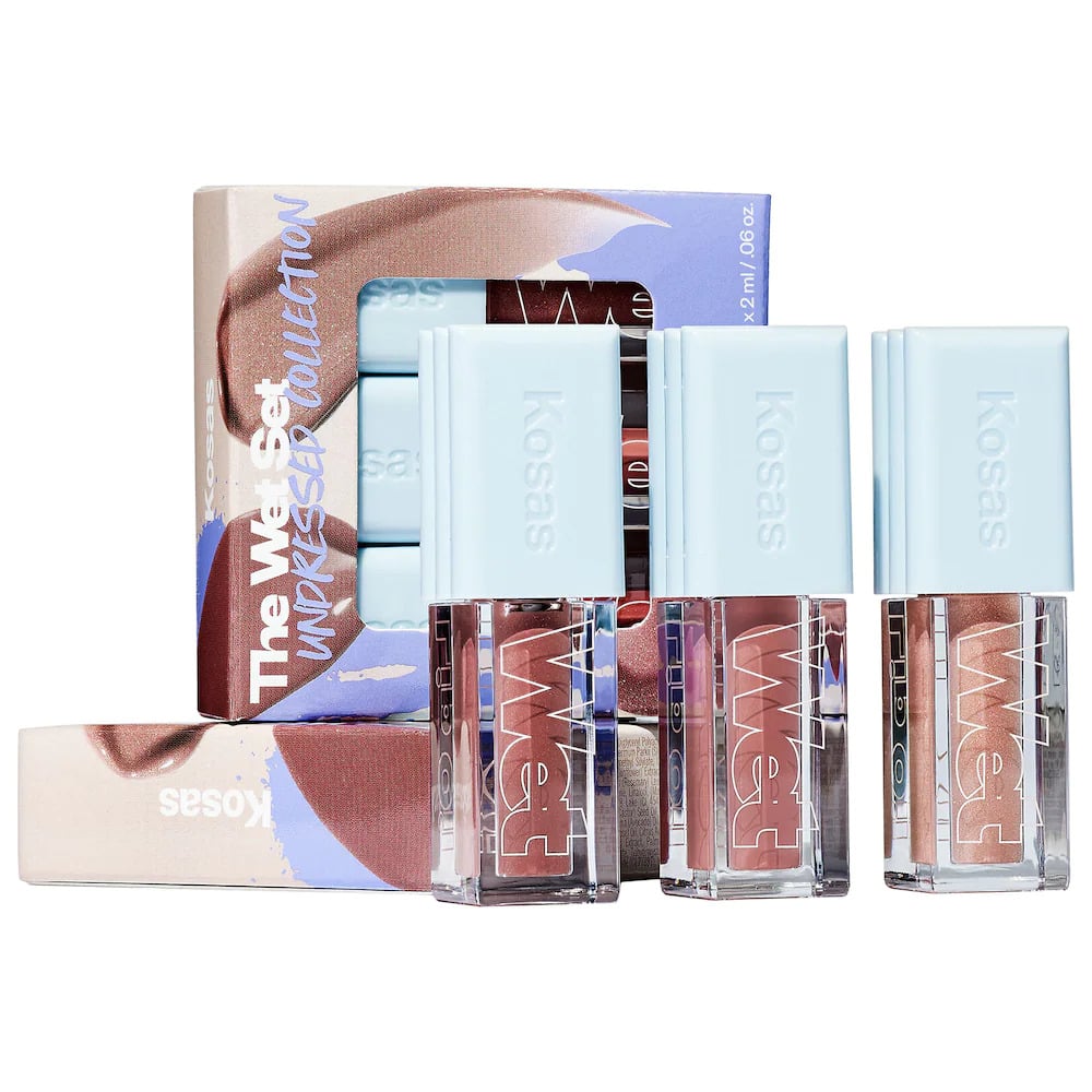 For a Nude Lip: Kosas Mini Wet Lip Oil Plumping Treatment Gloss Set in Undressed Collection