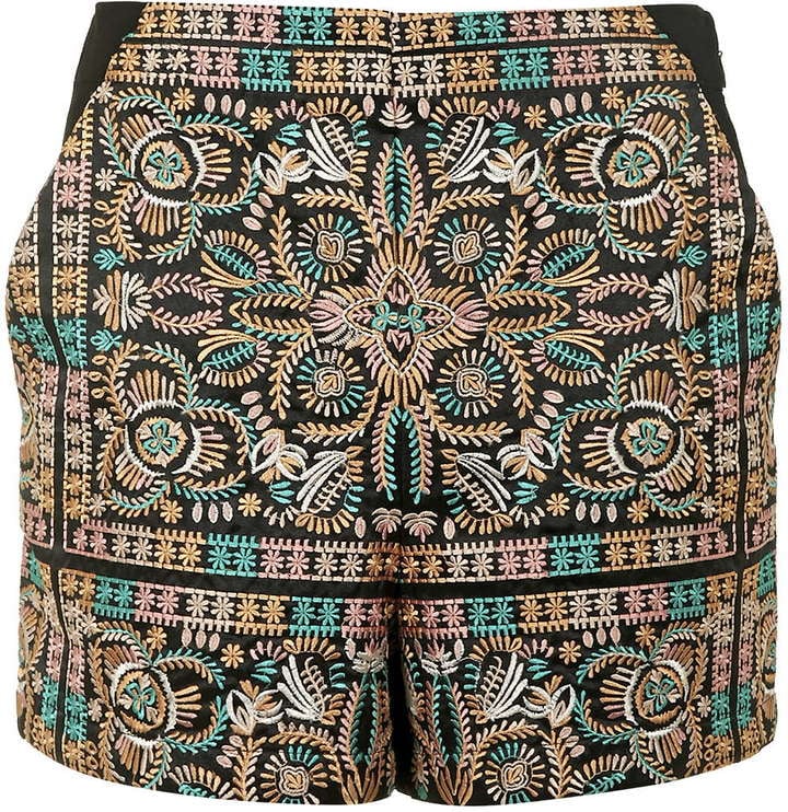 Topshop High-Waisted Embroidered Shorts