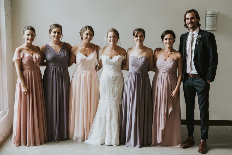 Bridesmaid Dresses in the Same Color Family