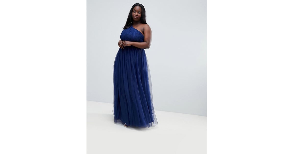 asos premium tulle one shoulder maxi dress