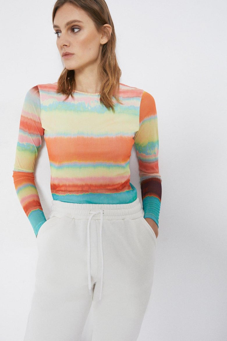 Warehouse sheer sleeve shop top