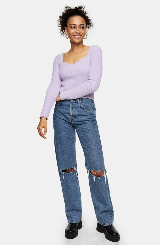 Topshop Sweetheart Neck Fluffy Sweater