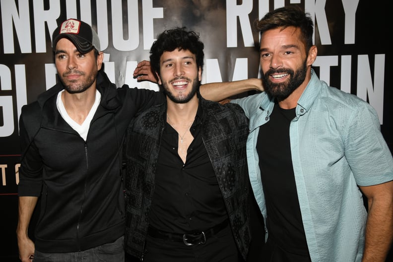 WEST HOLLYWOOD, CALIFORNIA - MARCH 04: (L-R) Enrique Iglesias, Sebastián Yatra and Ricky Martin hold a press conference at Penthouse at the London West Hollywood on March 4, 2020 in West Hollywood, California. (Photo by Kevin Winter/Getty Images)