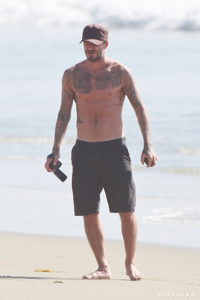 David Beckham soaked up the sun in Malibu, CA, on Thursday.