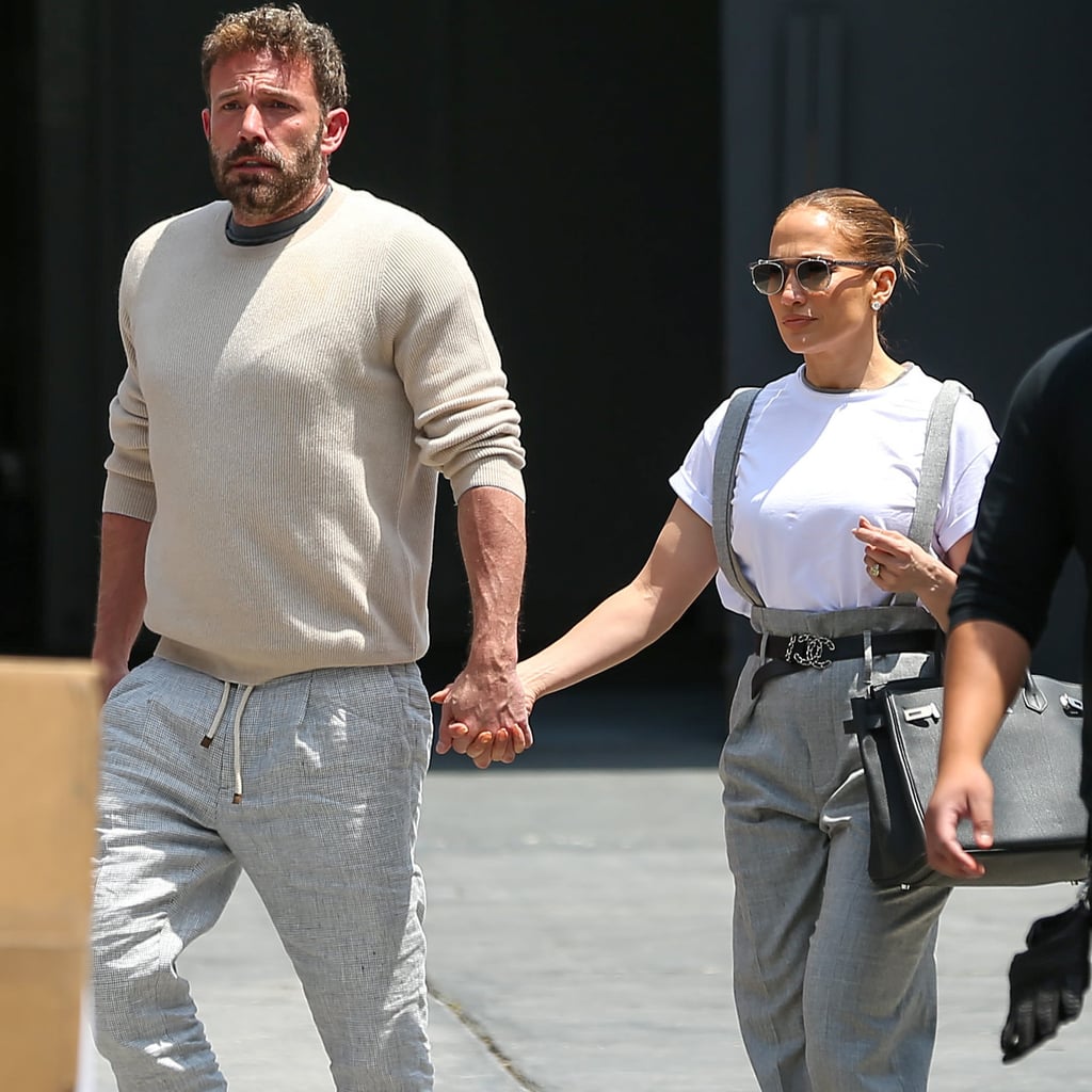 J Lo Wears Gray Brunello Cucinelli Overalls With Chanel Belt