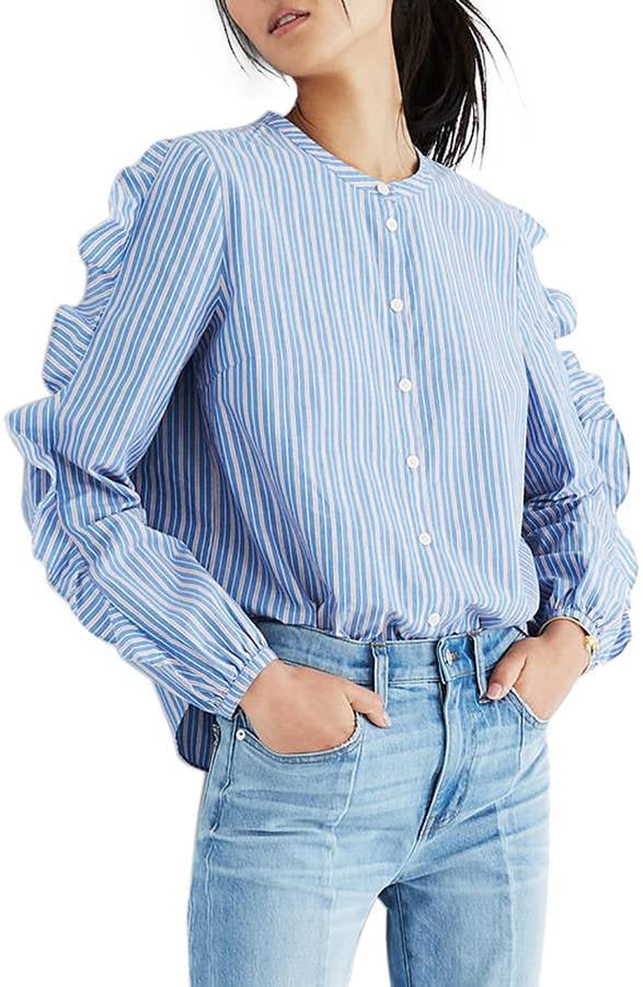 Madewell Stripe Frill Sleeve Shirt