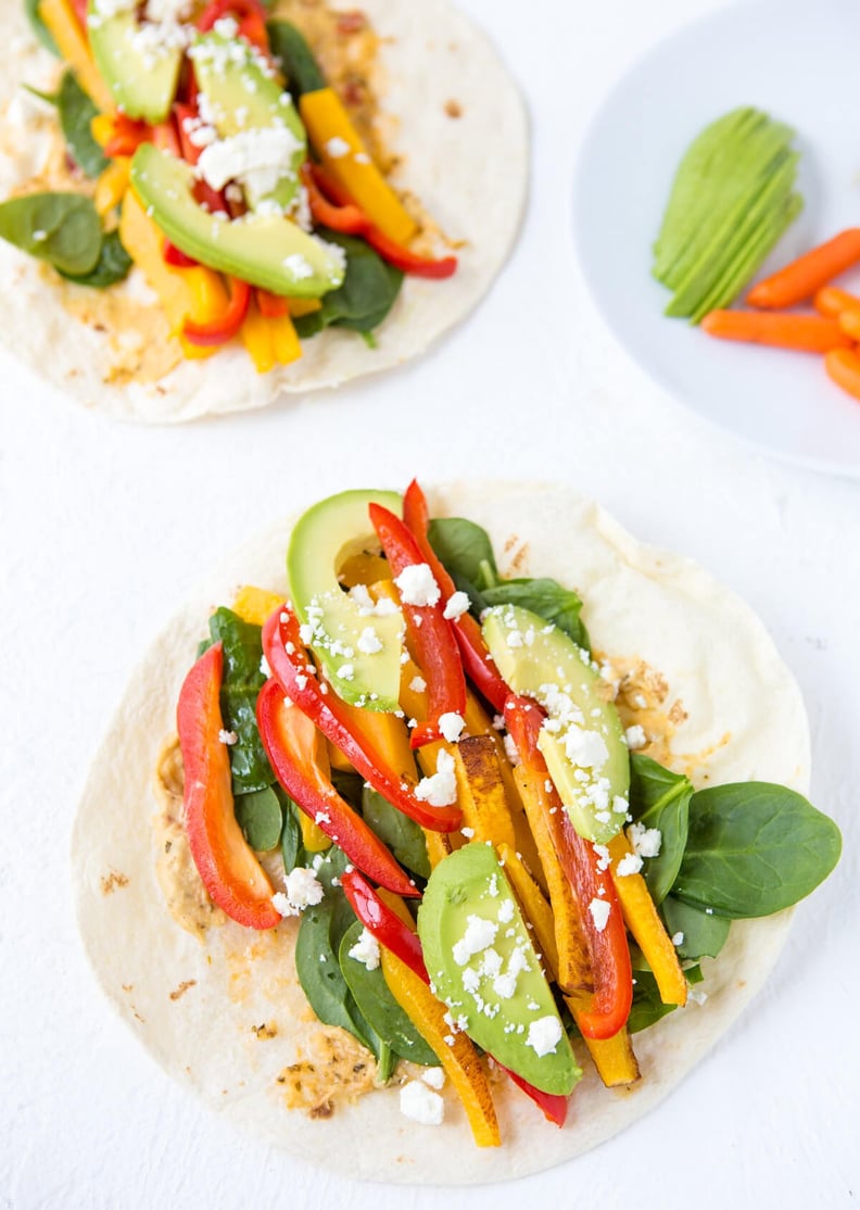 Butternut Squash and Bell Pepper Hummus Wraps