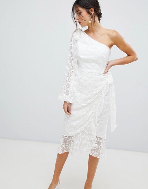 Asos Keepsake Retrospect One-Sleeve Lace Midi Dress