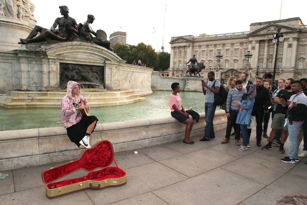 Justin Bieber Tie-Dye Sweatshirt Singing in London