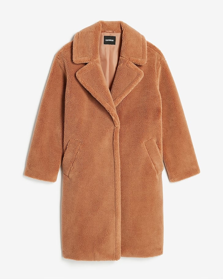 Express Cozy Long Sherpa Coat | Rihanna 