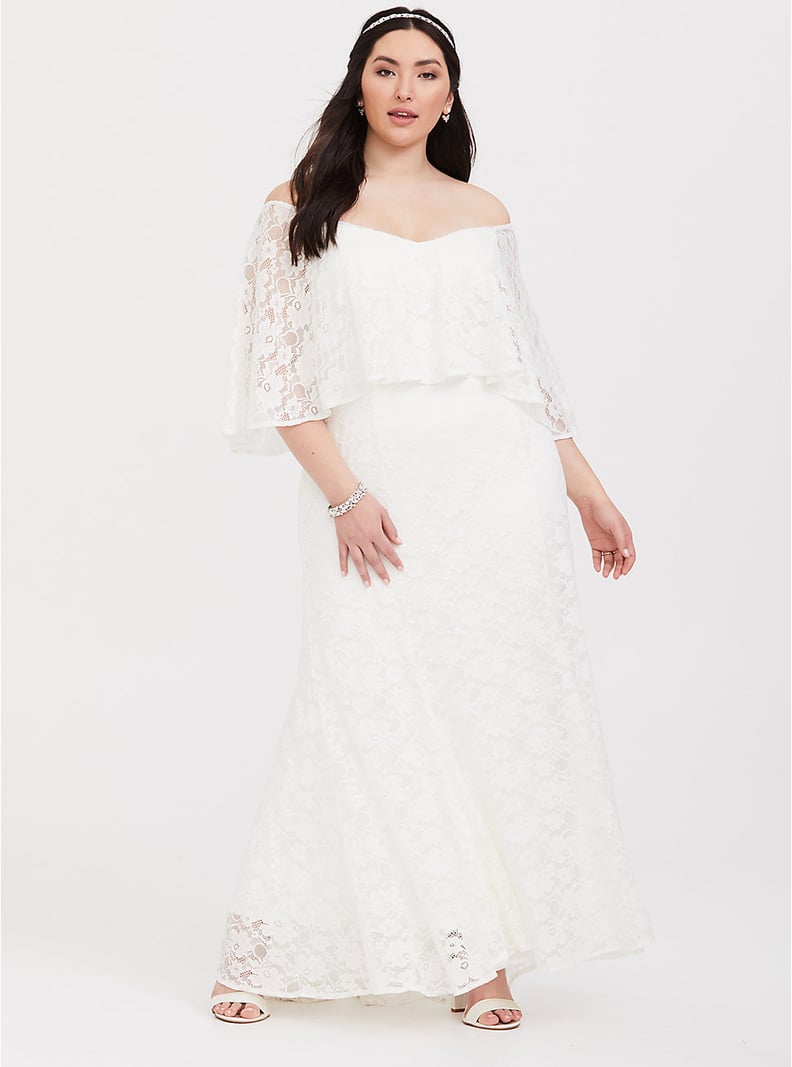 Torrid Ivory Lace Capelet Formal Gown