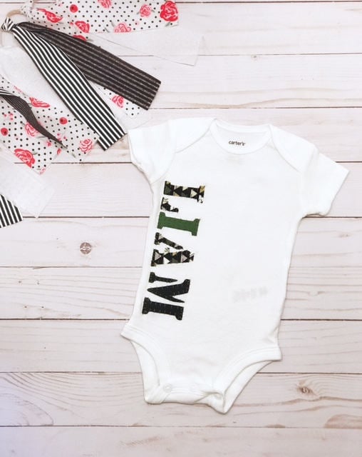 Camo Lettered Name Onesie