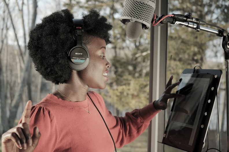 Lupita Nyong'o Recording the Sulwe Audiobook