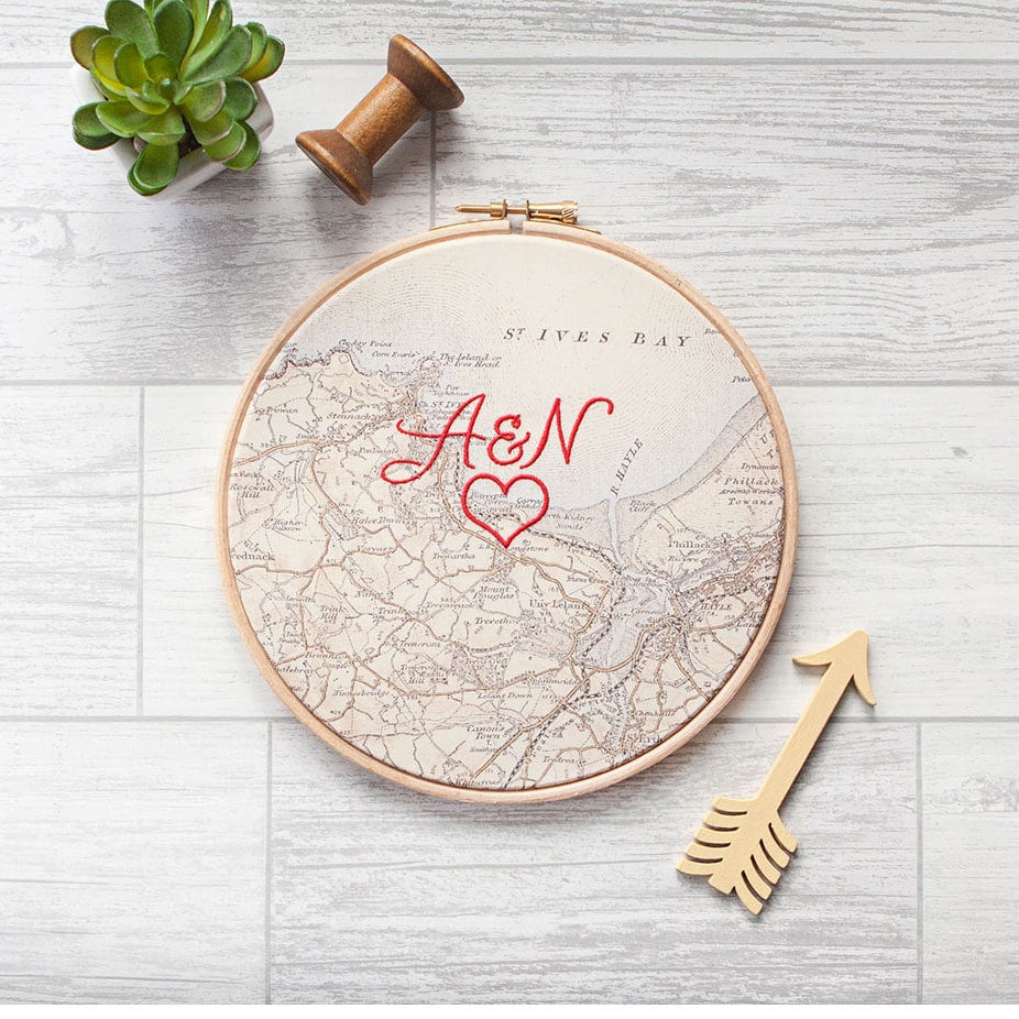 Map Embroidery Hoop ($60)