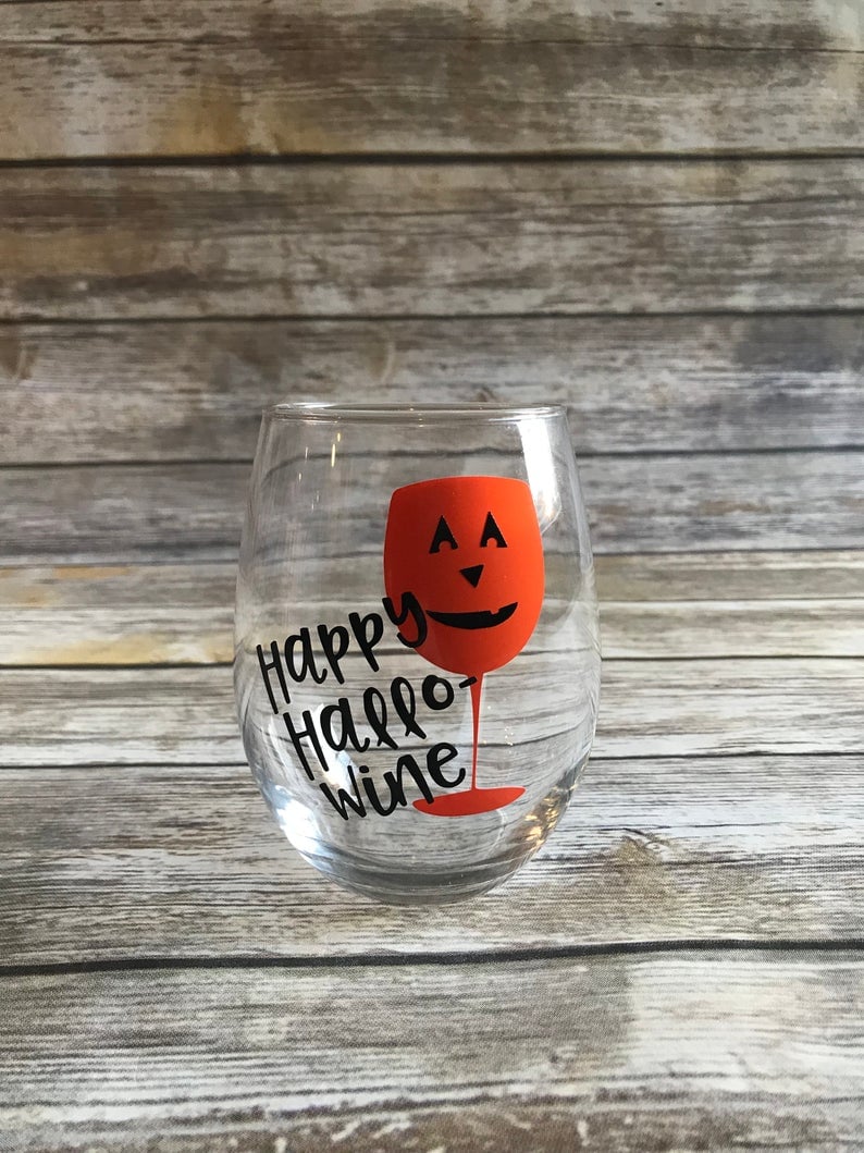 October Birthday Witch Halloween Wine Gifts Wine Lover Gifts Let's Get Wicked for Halloween Wine Glass 